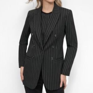 DKNY Women's Pinstripe Double-Breasted Peak-Lapel Blazer